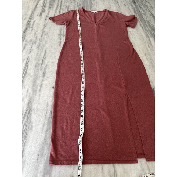 Socialite Clay Pink Knit Casual Dress Size Small Midi Tee Shirt Bodycon Pullover - Picture 10 of 11